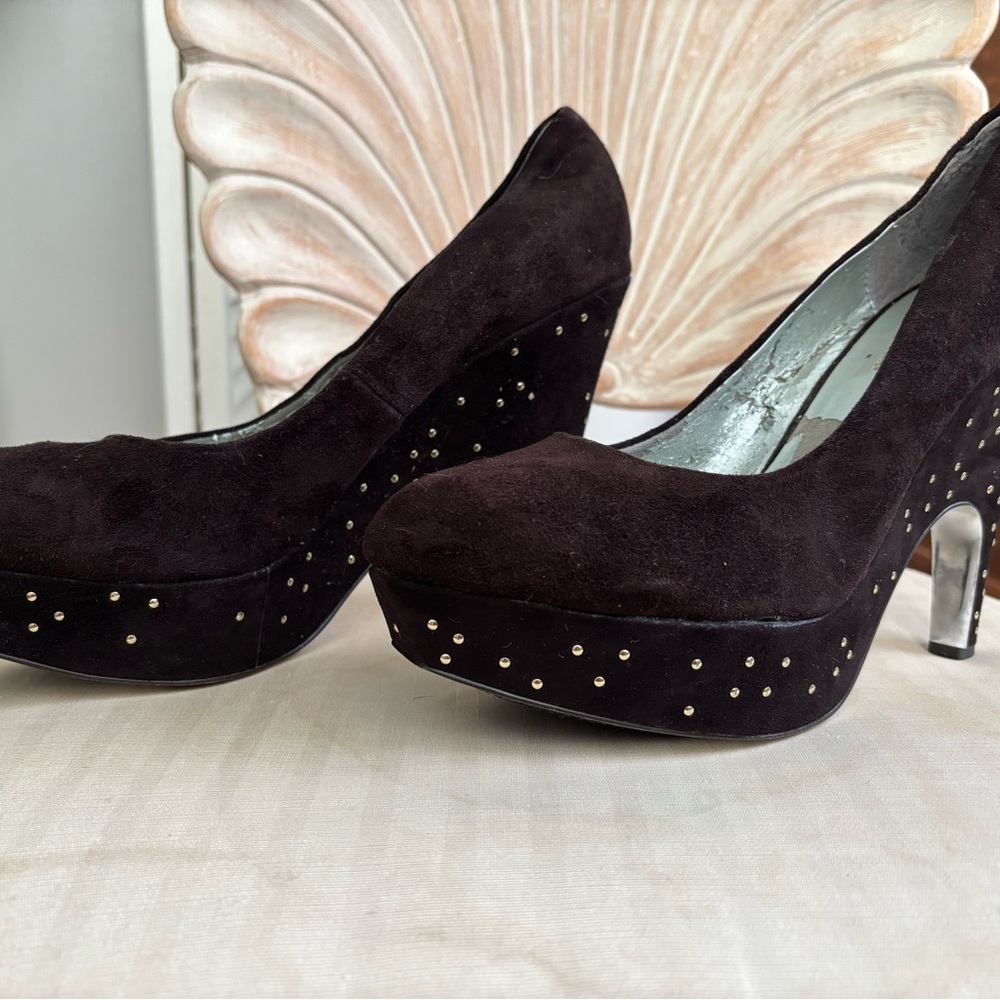 Halston Heritage Dark Brown Suede Platform Pumps